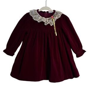 Vintage Baby Togs Velvet Party Dress, Deep Purple, Toddler Girl 24 Months